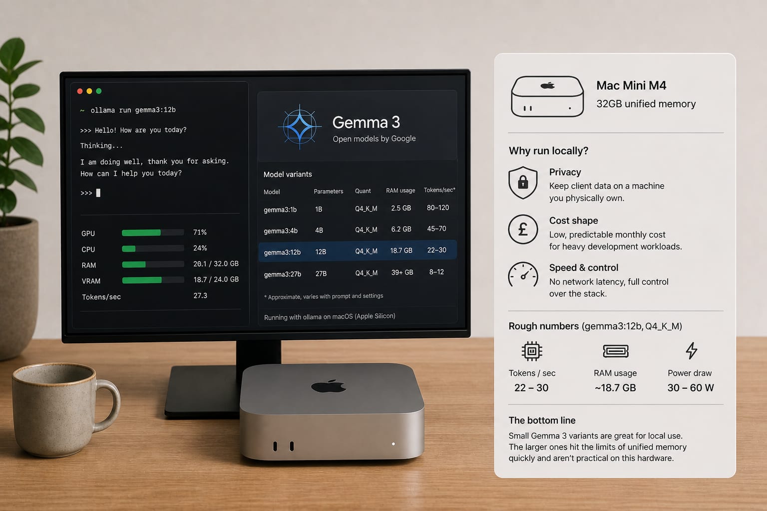 Running Gemma 3 locally on a Mac Mini M4